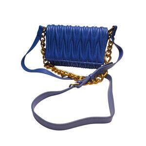 Montana West Handbags Blue w/Gold Chain Or Blue PU Adjustable Leather Strap